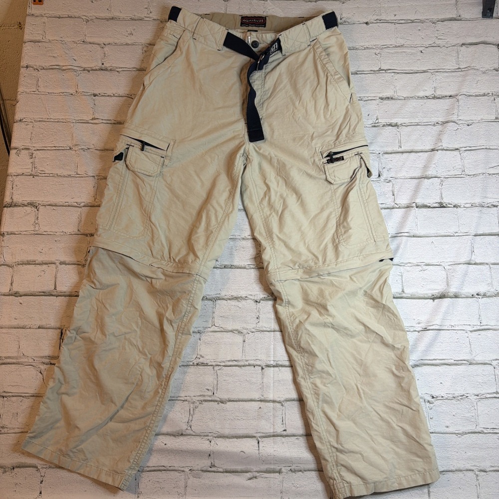 Vtg Y2K WearFirst Cargo Pants 34x30 Beige Convertible Zip Off Cargo Pant